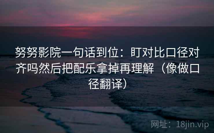 努努影院一句话到位：盯对比口径对齐吗然后把配乐拿掉再理解（像做口径翻译）  第2张