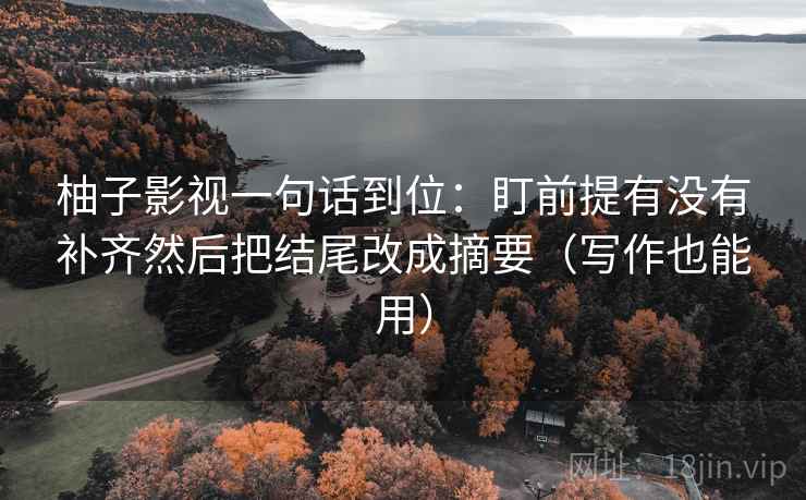 柚子影视一句话到位：盯前提有没有补齐然后把结尾改成摘要（写作也能用）