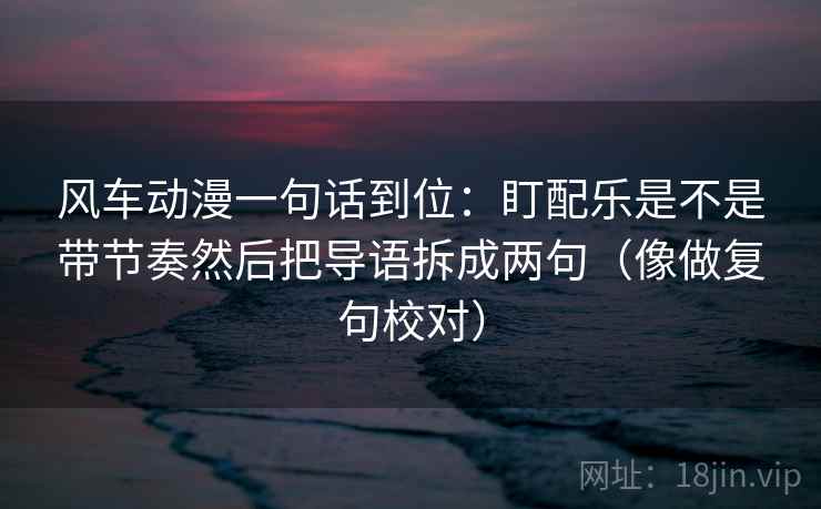 风车动漫一句话到位:盯配乐是不是带节奏然后把导语拆成两句(像做复句校对)