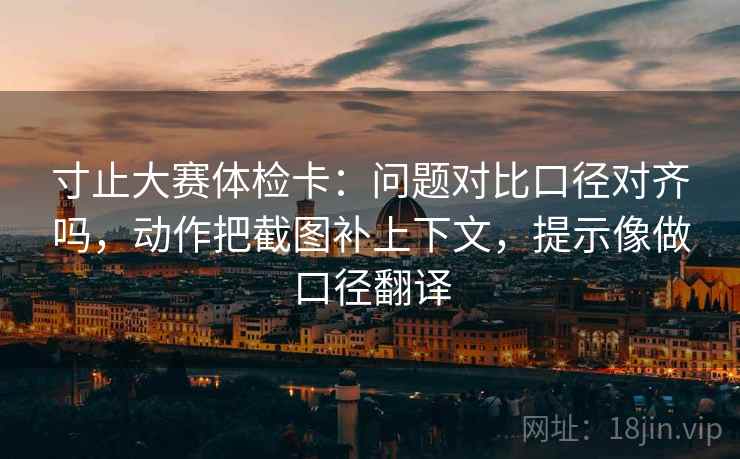 寸止大赛体检卡：问题对比口径对齐吗，动作把截图补上下文，提示像做口径翻译
